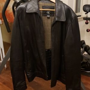 Ck Calvin  Klein  mens lg black leather coat